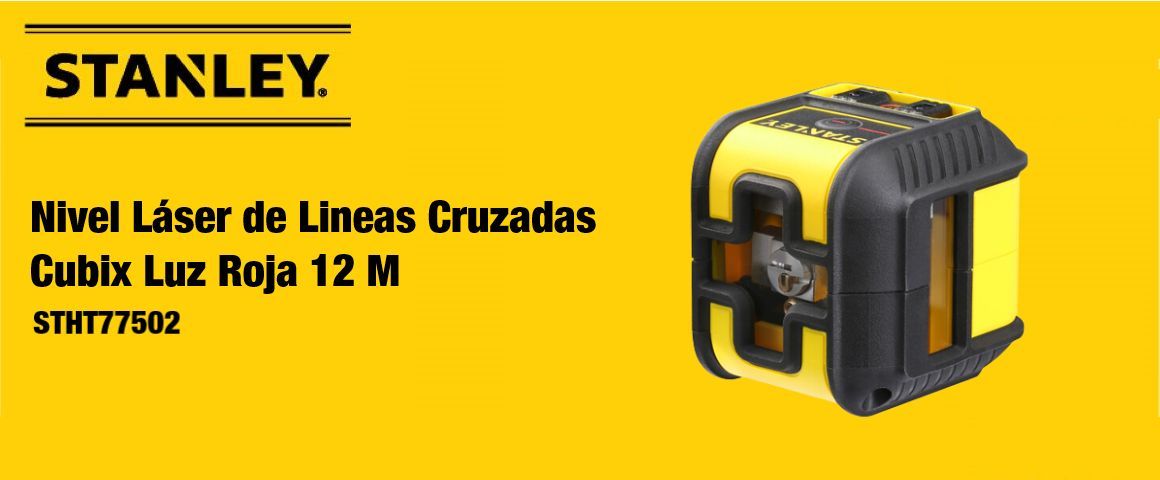 NIVEL LASER, LINEAS CRUZADAS ROJAS, 12 METROS, ALCANCE, PRECISIÓN, STANLEY,STHT77502