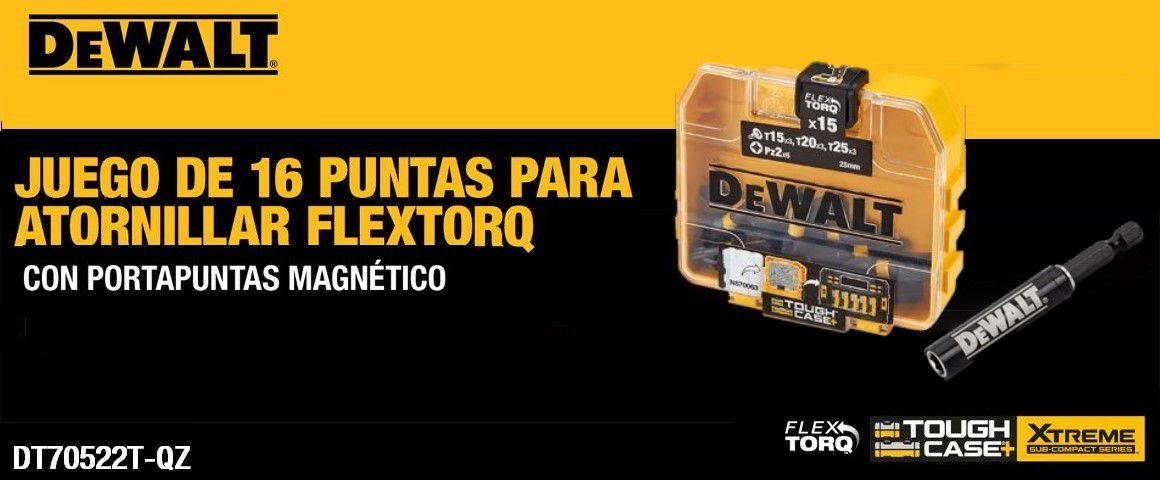 ACCESORIOS, JUEGO DE PUNTAS, SET, 16 PIEZAS, 16 bits, DEWALT;DT70522T-QZ