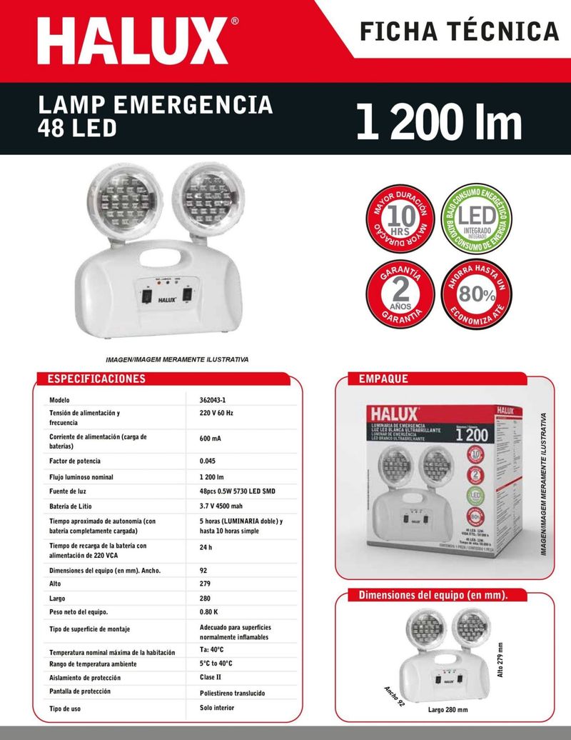 Halux Lampara de emergencia lámpara de emergencia