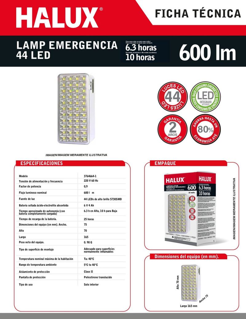 Halux Lampara de emergencia lámpara de emergencia