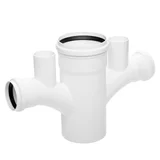 PVC junta elástica ramal doble 87° 30 con ventilación doble 110 mm