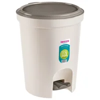 Tacho de basura 13.5 L de plástico blanco y gris con pedal