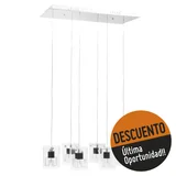 Lámpara de techo colgante Seis luces Prisma cristal y acero G4