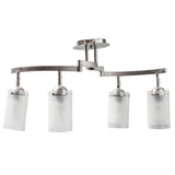 Barra de techo pared Cuatro luces Orient curvo vidrio níquel satinado E27