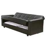 Sofá cama 3 cuerpos 2 plazas negro con cajones