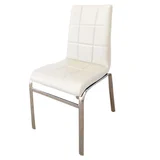 Silla de comedor de ecocuero cromada blanca