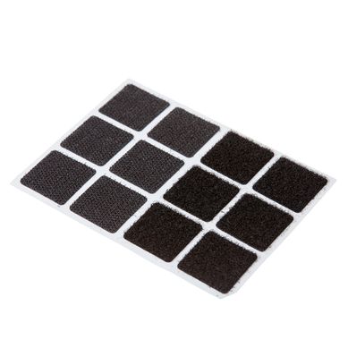 Pack de 12 velcros cuadrados 25 x 25 mm negro