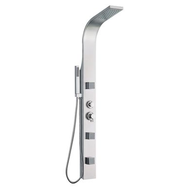 Columna de ducha de aluminio con 3 jets plateada