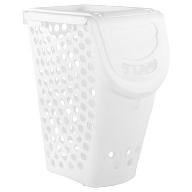 Cesto de ropa de plstico plus con tapa blanco 50 L