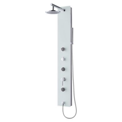 Columna de ducha de vidrio y metal  3 jets 150 x 22 cm blanca