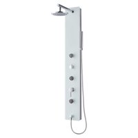 Columna de ducha de vidrio y metal  3 jets 150 x 22 cm blanca