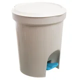 Basurero 6,6 L de plástico gris y blanco con pedal