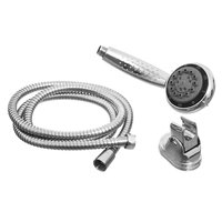 Kit de duchador con mango y flexible de metal plateado