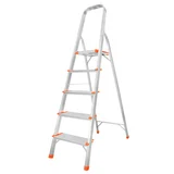 Escalera tijera de aluminio con plataforma 5 escalones 1.82 m
