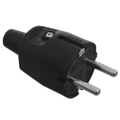Ficha macho schuko con cuerpo de goma negro