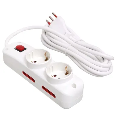 Zapatilla 2 schuko 4 tomas 3 en l�nea 3 m blanca