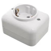 Caja tomacorriente exterior 2 patas con tapa lateral blanco Vulcano