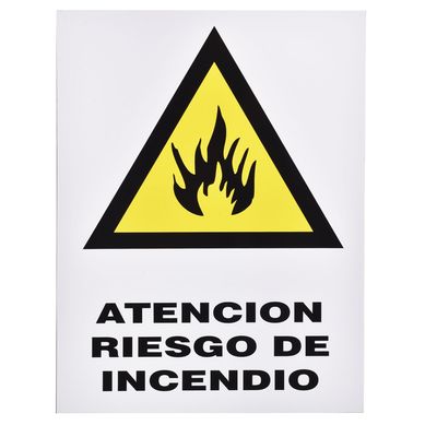 Cartel atenci�n riesgo de incendio 40 x 30 cm