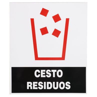 Cartel Cesto de basura 30 x 25 cm