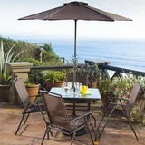 Juego de comedor exterior Menorca de metal 6 piezas chocolate