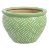 Maceta étnico verde grande 30 x 21 cm