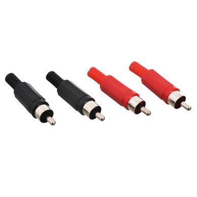 Rca macho con colilla rojo/negro x 4 unidades