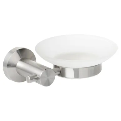 Jabonera de acero inoxidable plateada Rodas
