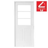 Puerta exterior de acero 1/2 reja200 x 80 cm blanca izquierda