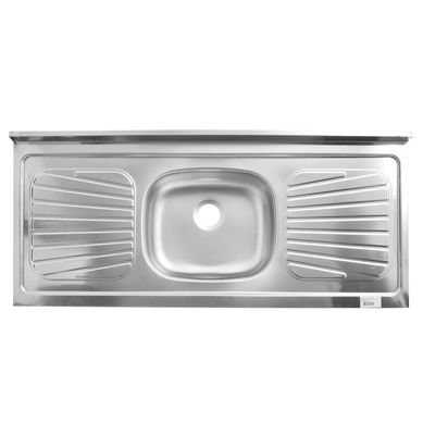Mesada con pileta central 120 x 52 cm de acero inoxidable