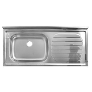 Mesada pileta izquierda de acero inoxidable 120 x 52 cm plateada