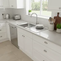 Mesada pileta izquierda de acero inoxidable 120 x 52 cm plateada