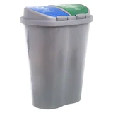 Basurero 50 L de plástico gris doble para reciclar