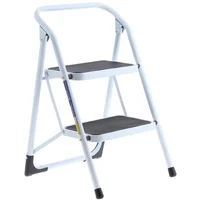 Escalera tijera doméstica de aluminio 2 escalones blanca y negra