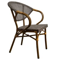 Silla de exterior Milano de aluminio con apoyabazos café