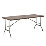 Mesa de jardín de ratán y plástico rectangular plegable marrón