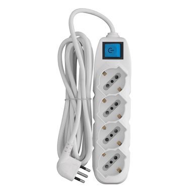 Zapatilla 4 schuko con interruptor 3 m blanca
