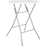 Mesa de exterior de acero redonda plegable blanca