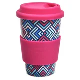 Vaso térmico de cerámica Geométrico con tapa