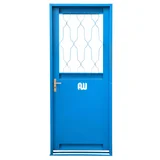 Puerta con ventana de chapa simple izquierda 81 x 202 cm