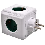 Adaptador enchufe Verde 2 USB y 4 Schucko