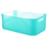 Canasto Fit grande rectangular plástico verde agua 30 x 18 x 12 cm