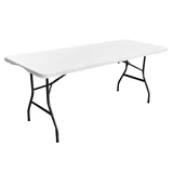 Mesa de exterior plegable blanca tipo maleta
