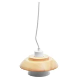 Lámpara colgante campana blanco y madera 1 luz E27