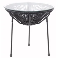 Mesa ratona de exterior Cozumel de ratán PE redonda negra