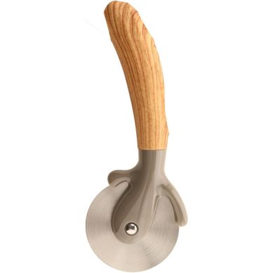 Cortador de pizza de metal y madera
