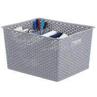Canasto organizador de plástico gris 35 L
