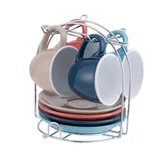 Set de 4 tazas 90 cc y 4 platos multicolor