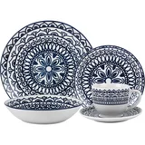 Juego de vajilla Mandala 20 piezas de cerámica azul