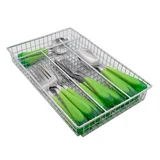 Juego de 24 cubiertos verdes con canasto