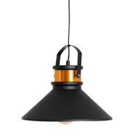 Lámpara de techo colgante negra y dorada 1 luz E27